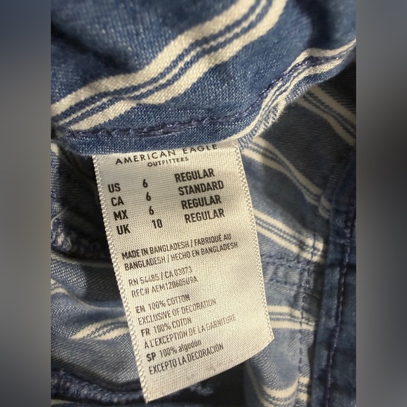American Eagle Outfitters Blue Striped Pants 6 Regular - Picture 5 of 5